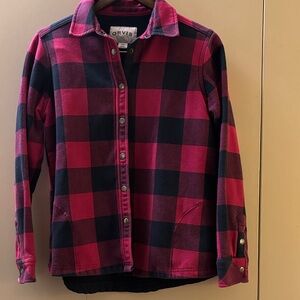 Orvis Pink and Blue Light Flannel Lined Checkered Shirt Jacket Medium